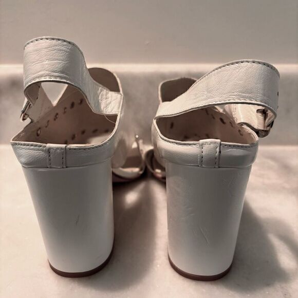 Topshop Nixie Studded Peep Toe Block Heel Sandals White Size 10 - Picture 4 of 7